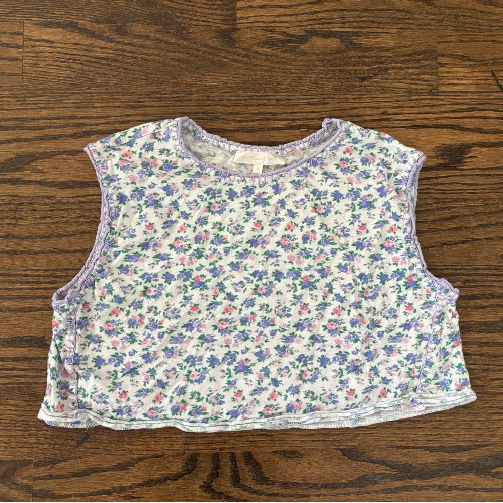 LoveShackFancy Kids Floral Tank Top - Purple and Pink